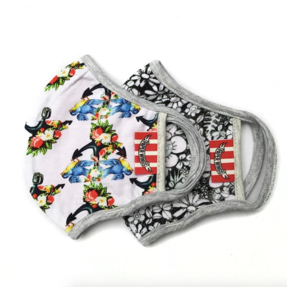 2 Upcycled Organic Cotton Kids Face Masks GM106